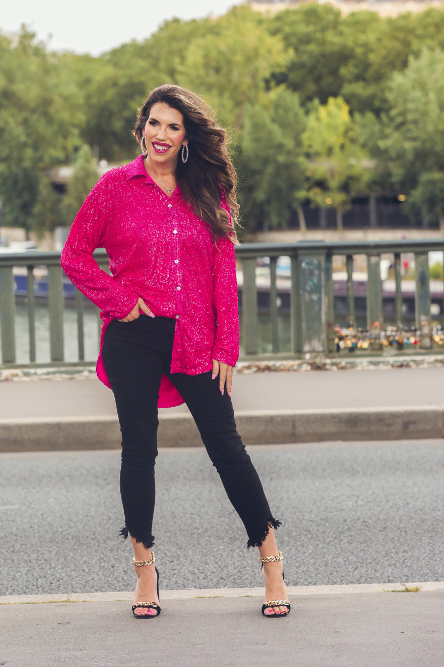 PREORDER-Attention Seeker Sequin Button Up Top