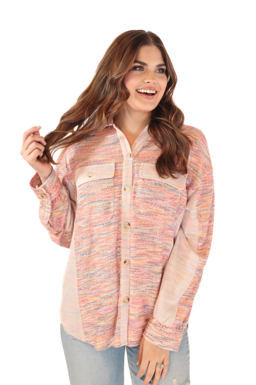 PREORDER-Little Bit Of Color Button Up Top