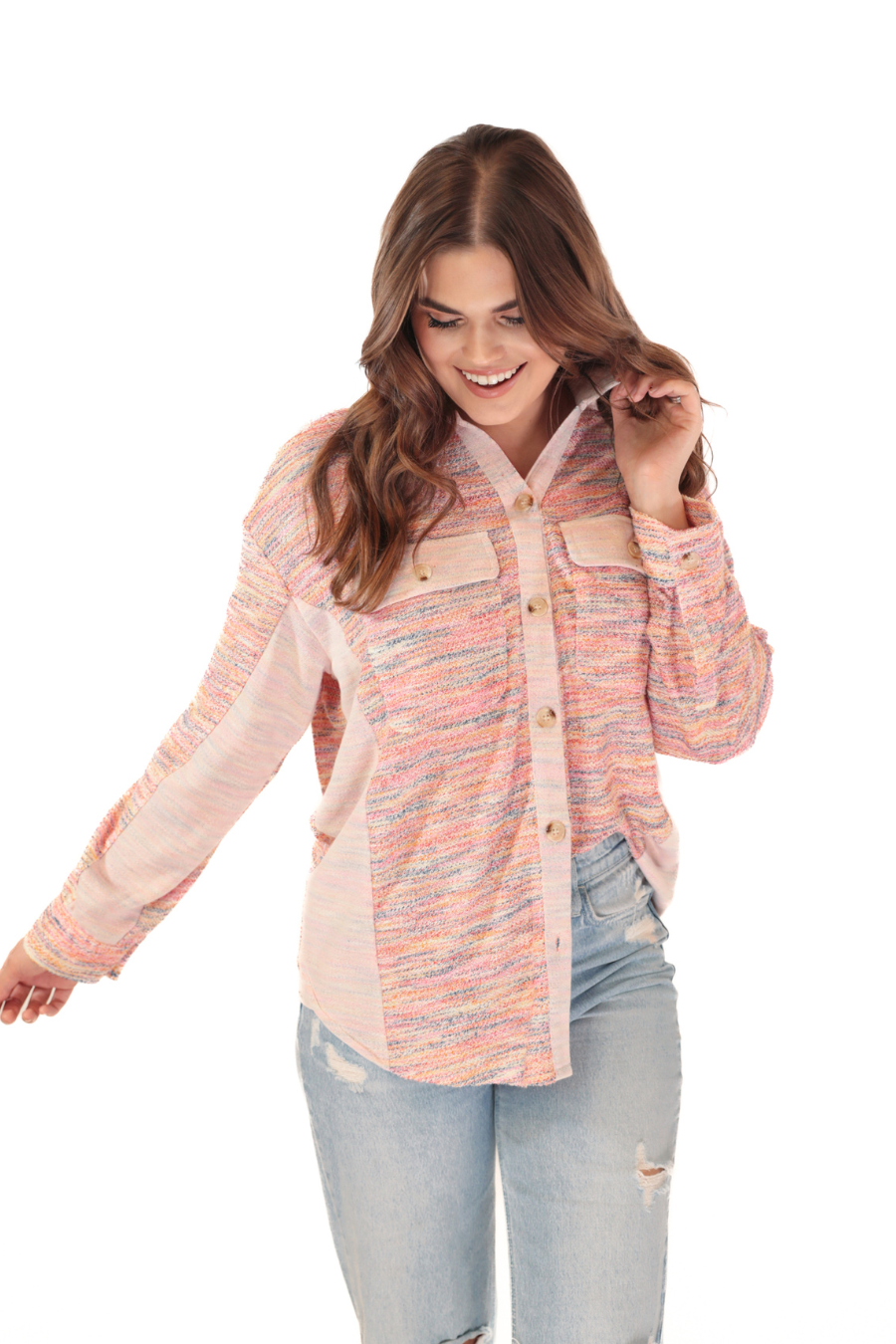 PREORDER-Little Bit Of Color Button Up Top