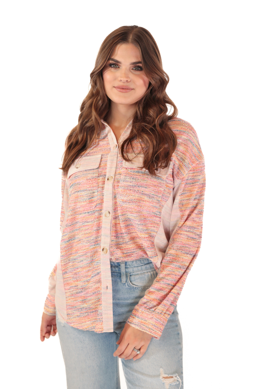 PREORDER-Little Bit Of Color Button Up Top