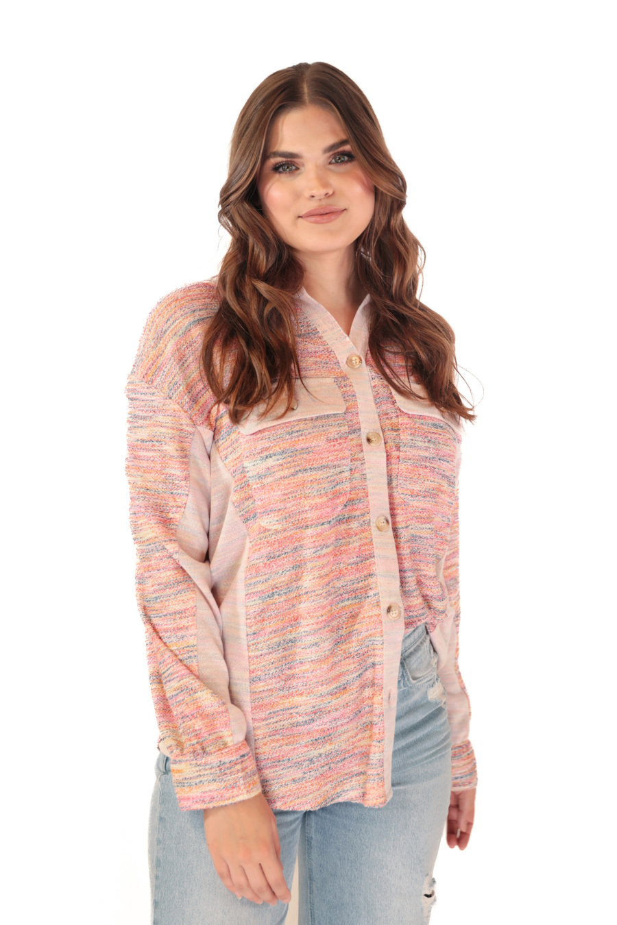 PREORDER-Little Bit Of Color Button Up Top