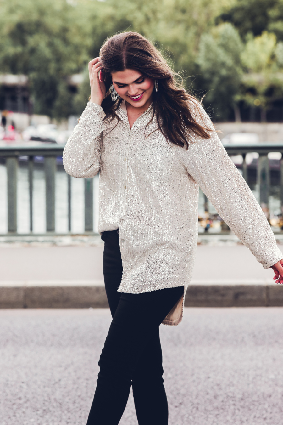PREORDER-Attention Seeker Sequin Button Up Top