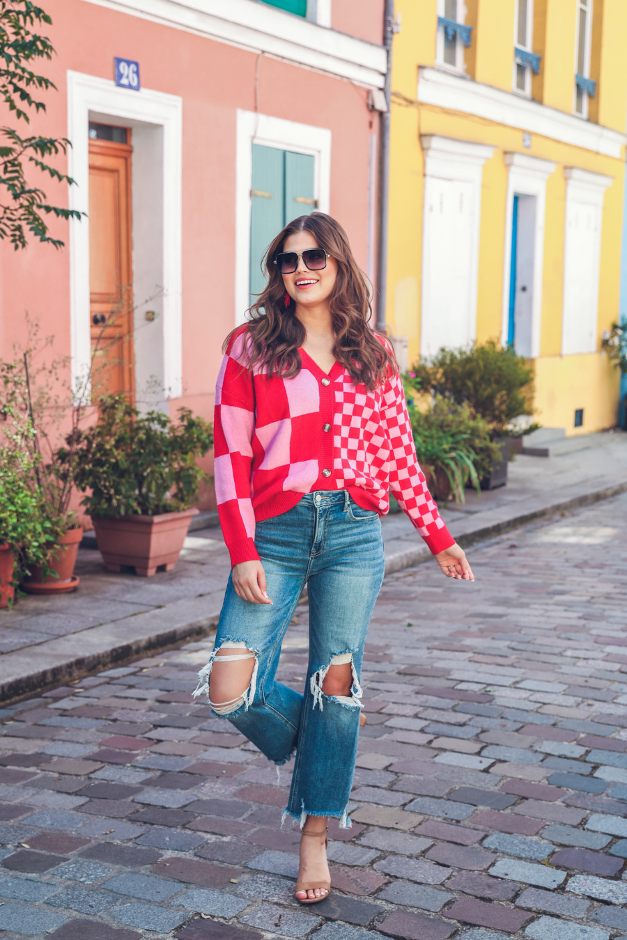 Check Your Sources Checkered Cardigan