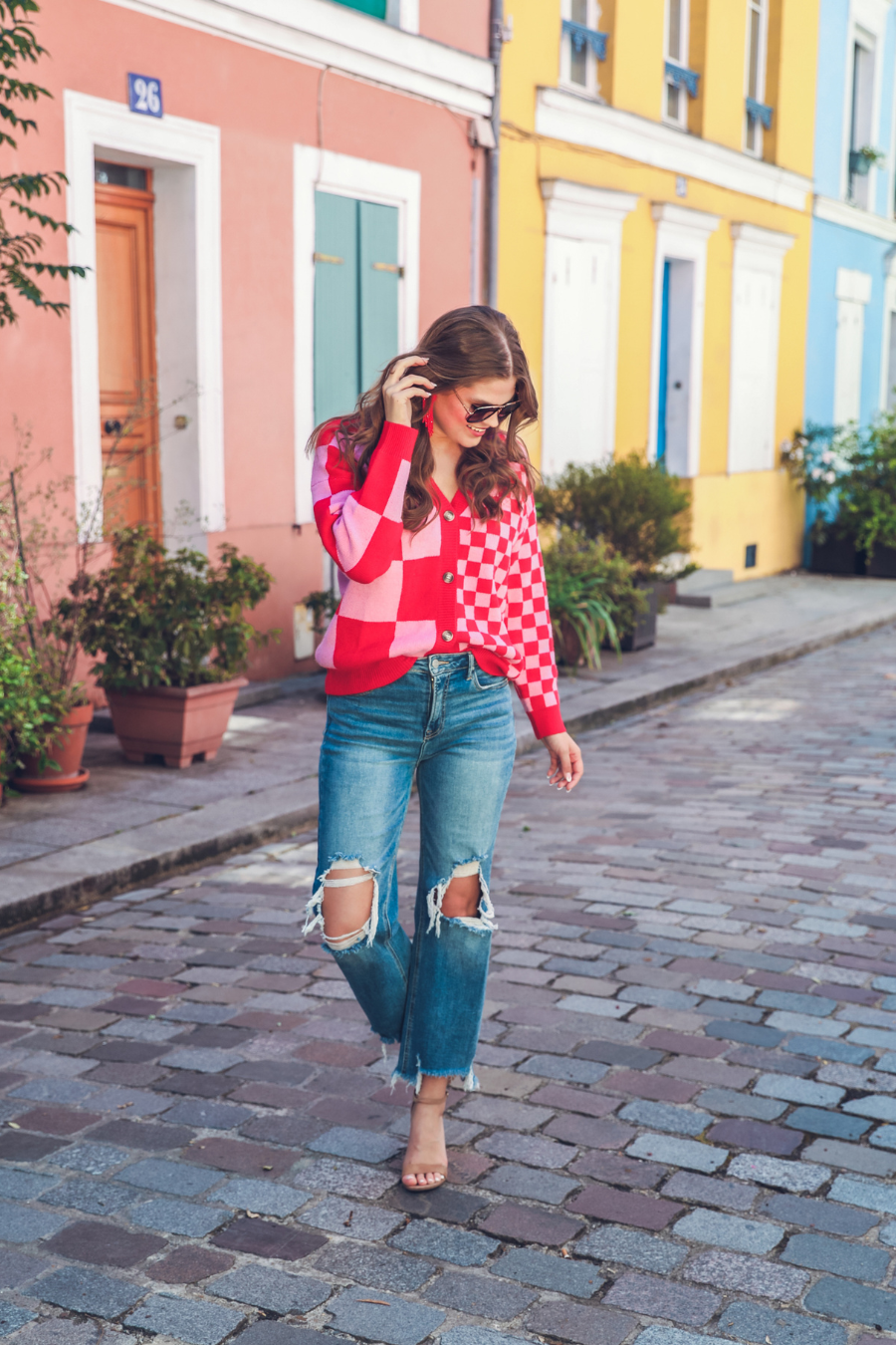 Check Your Sources Checkered Cardigan