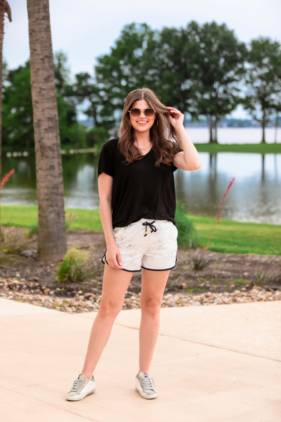 Luxury Getaway Marble Drawstring Everyday Shorts