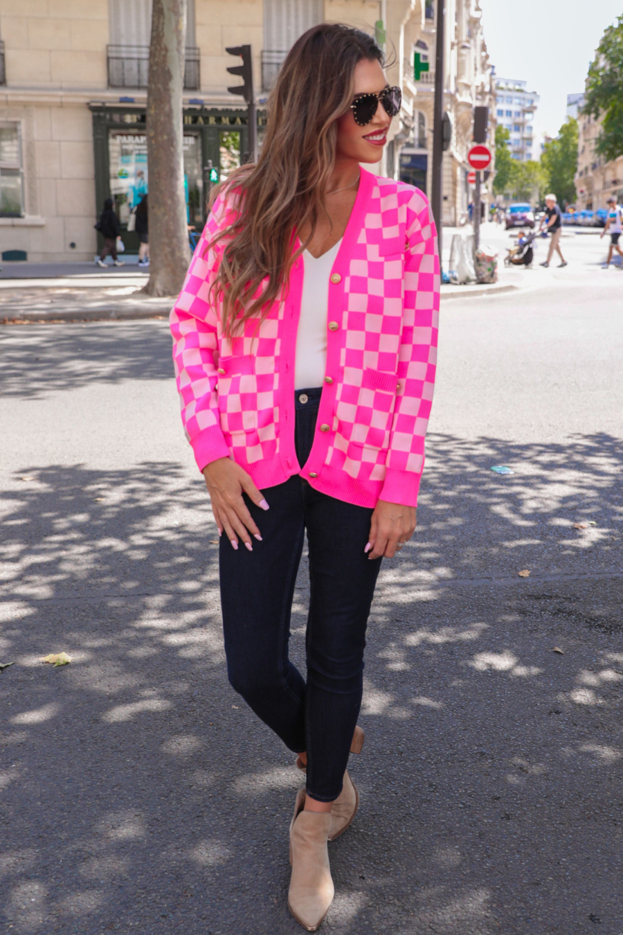 Reality Check Checkered Cardigan