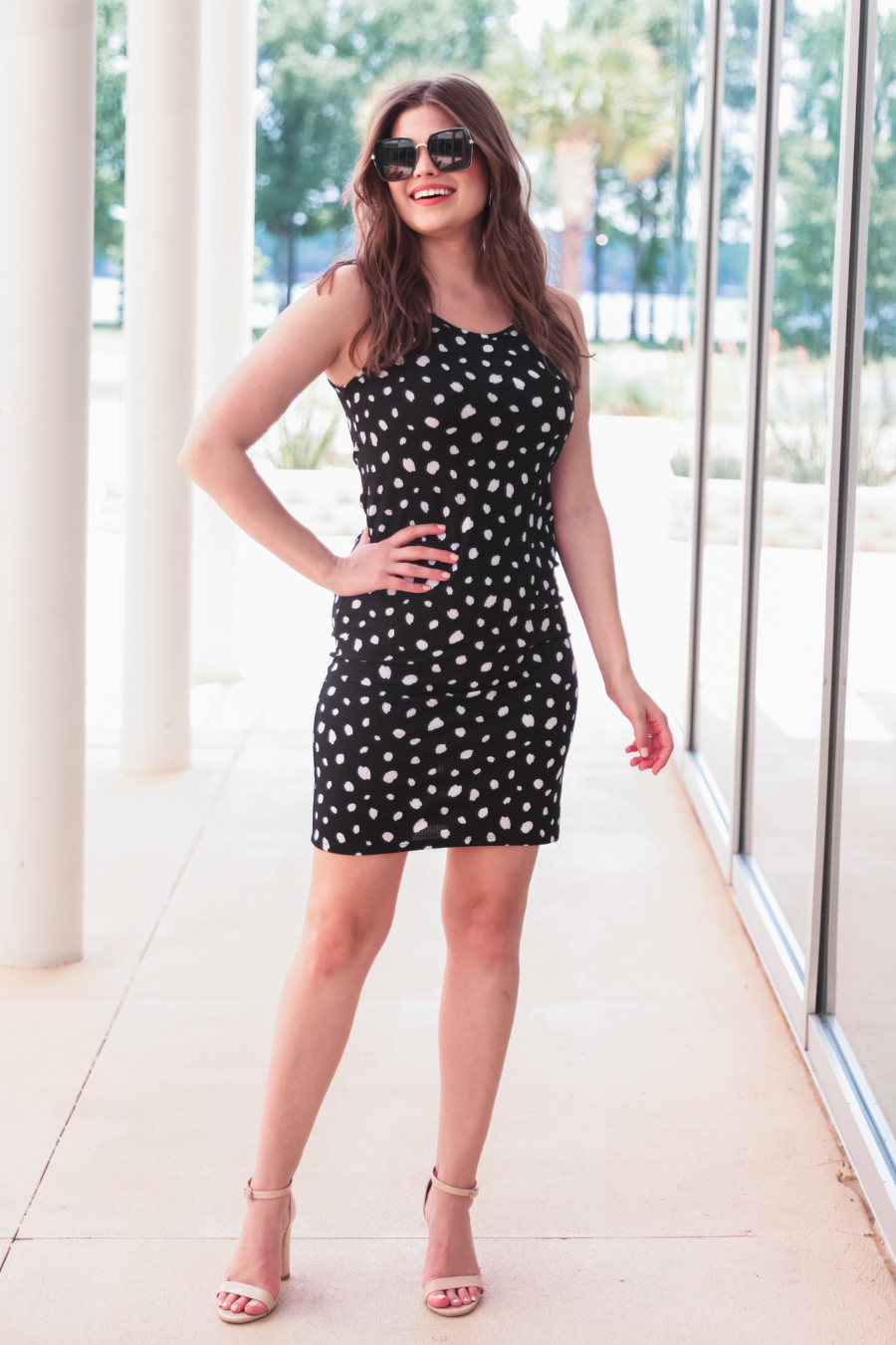 Samantha Spotted Bodycon Midi Dress