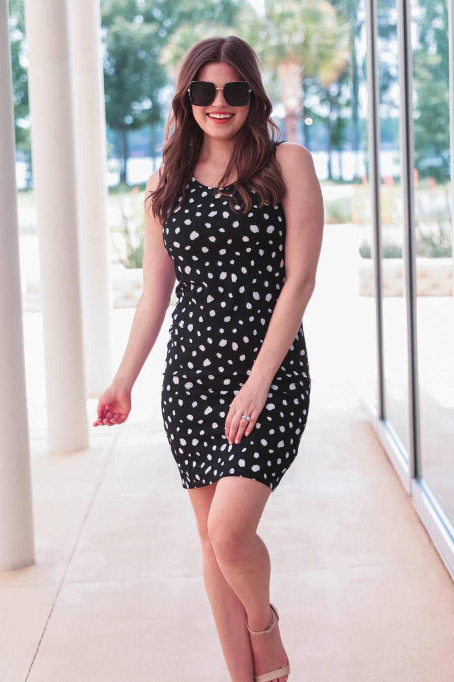 Samantha Spotted Bodycon Midi Dress
