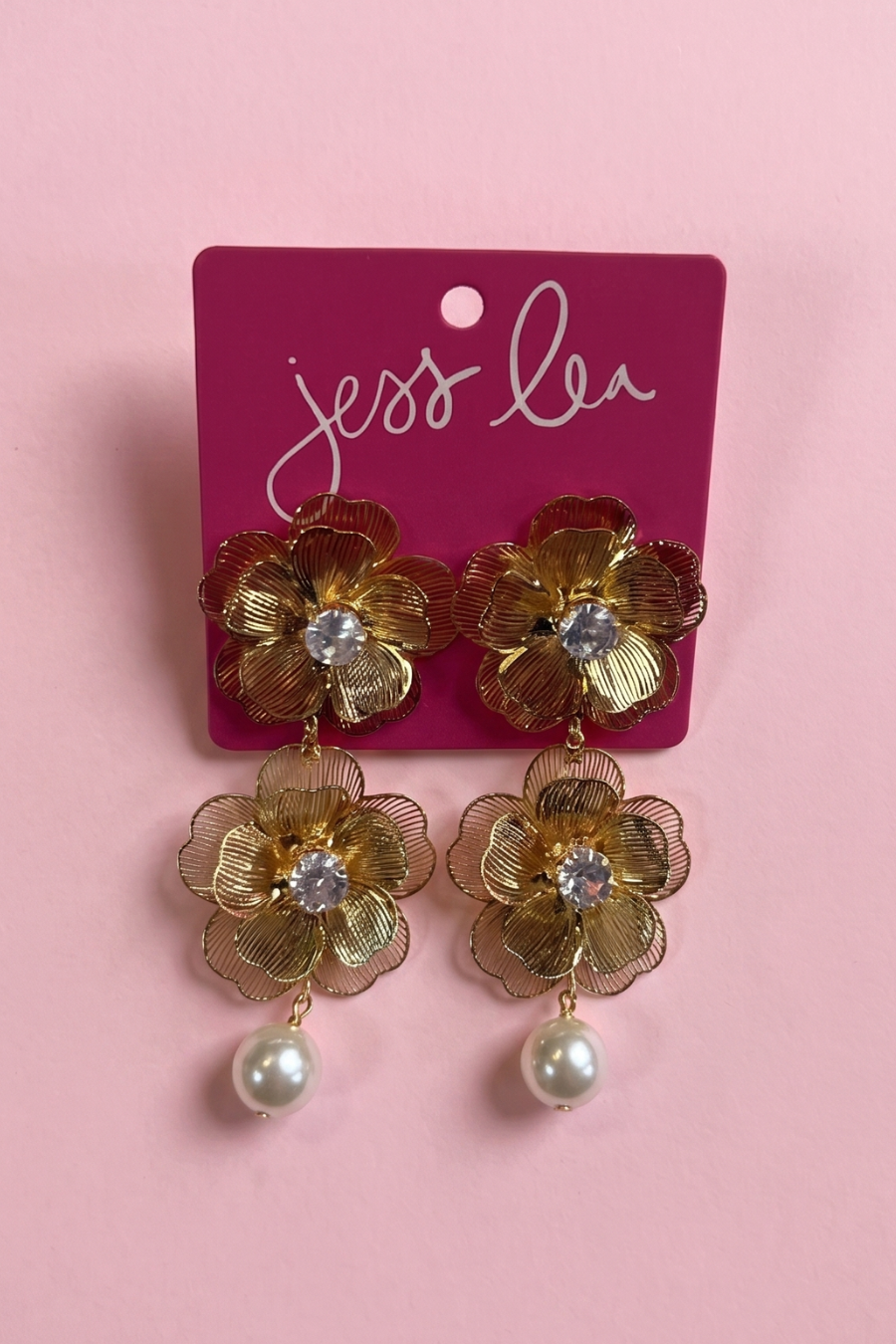 Golden Floral Drop Earrings