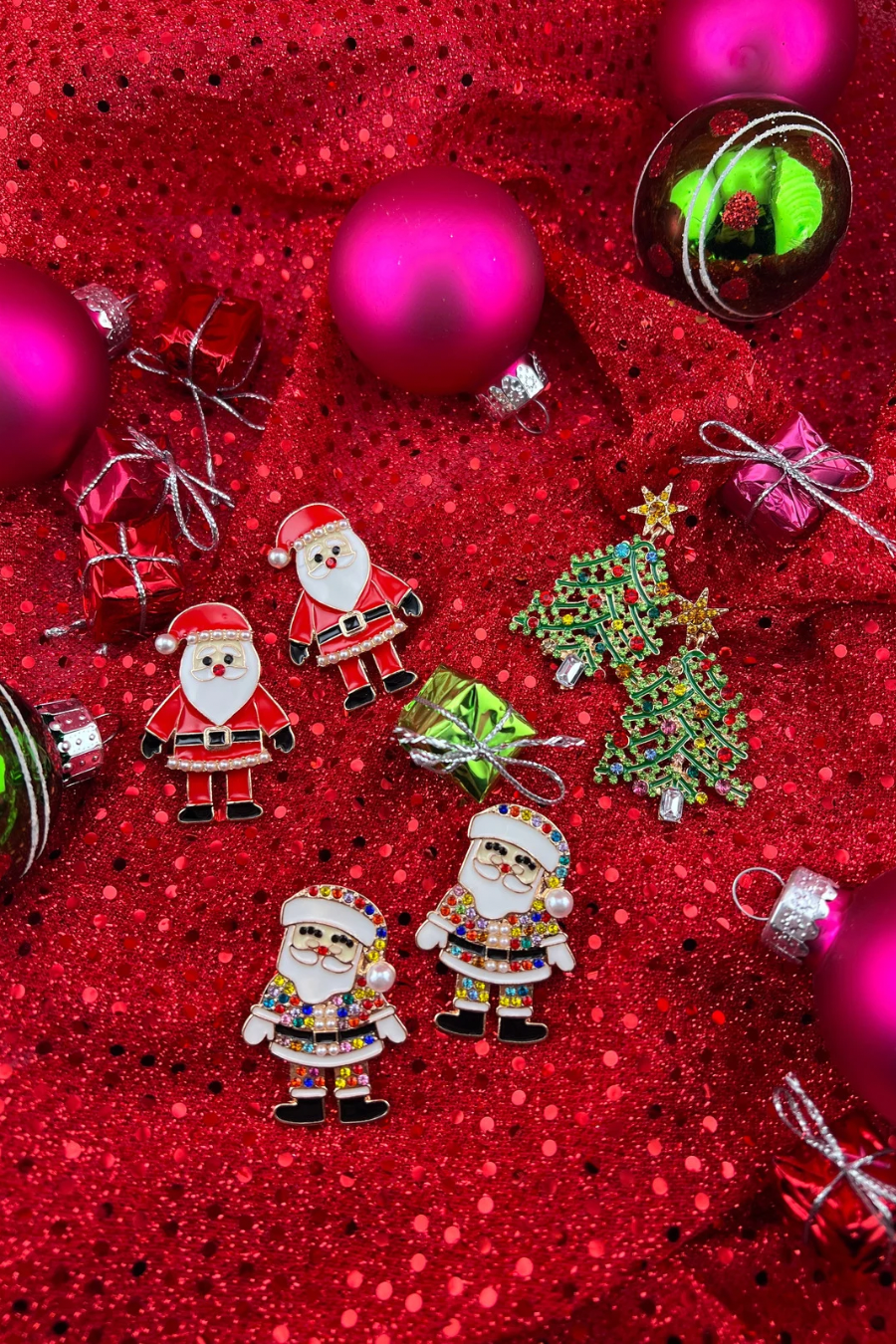 Santa's Helper Rhinestone Earrings
