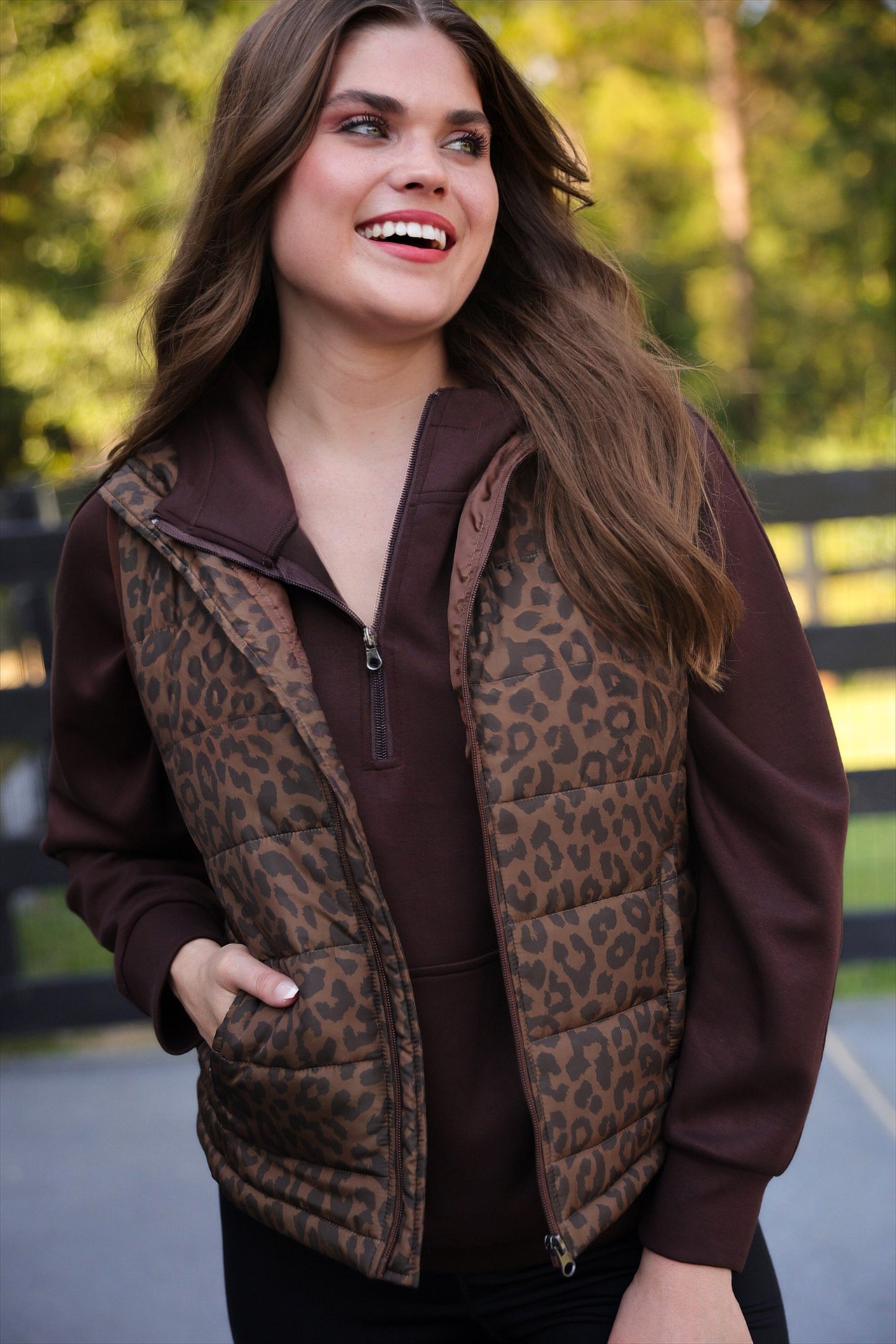 PREORDER- Delilah Puffer Vest- Coco Leopard