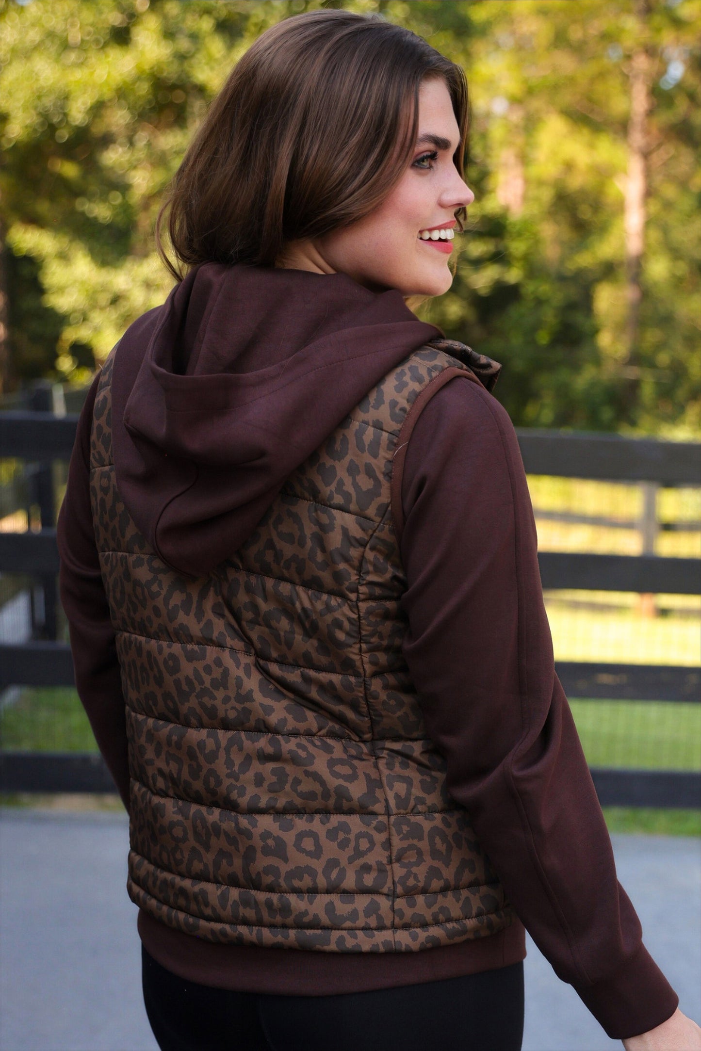 PREORDER- Delilah Puffer Vest- Coco Leopard