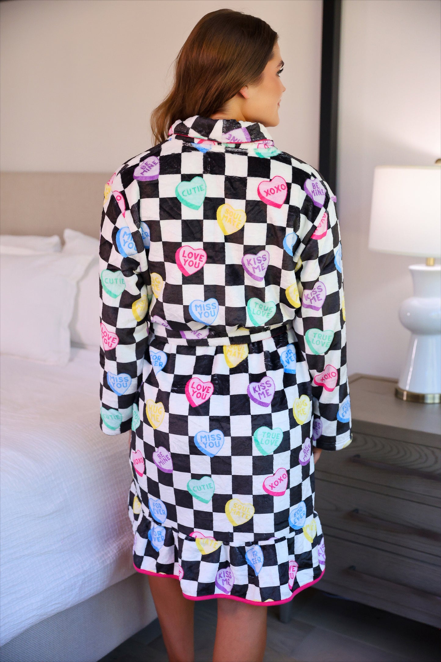 PREORDER- Legacy Lounge Robe- Checkered Conversation Hearts