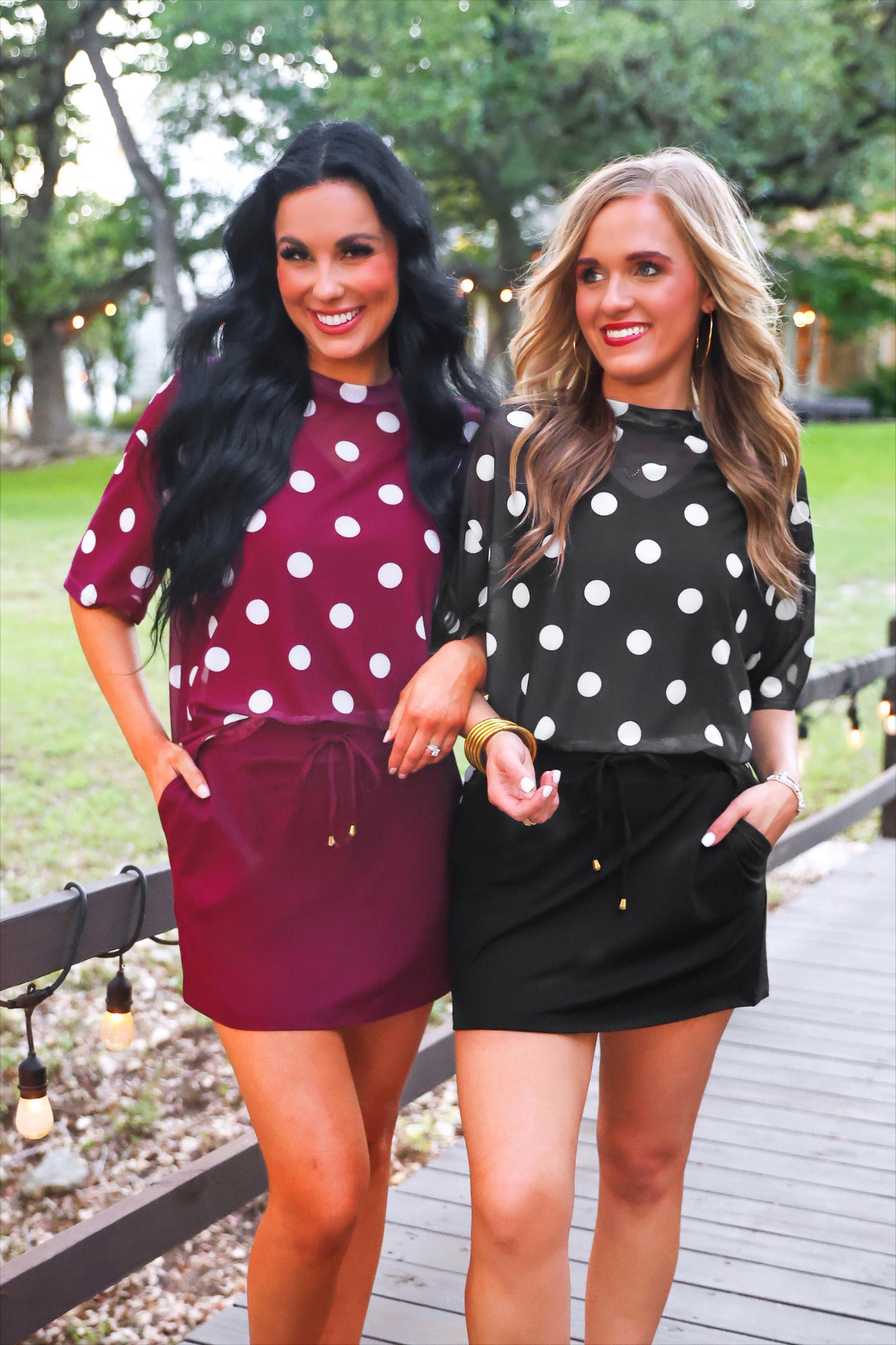 PREORDER- Emma Mesh Tee- After Dark Polka Dot