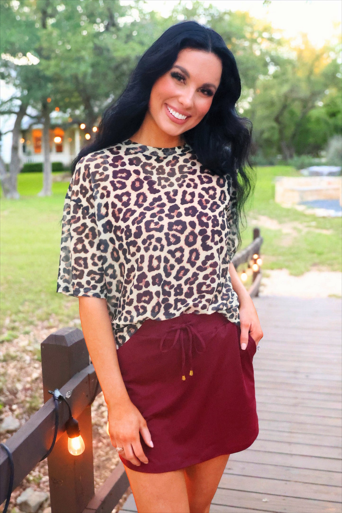 PREORDER- Emma Mesh Tee- Safari Chic