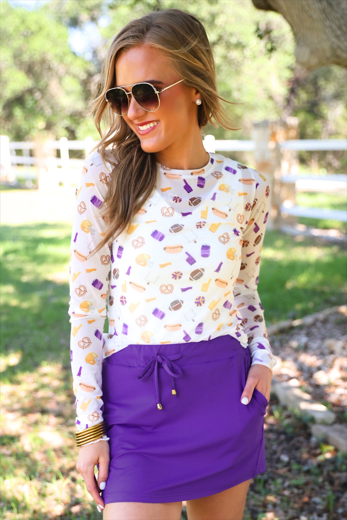 PREORDER- Alyssa Mesh Top- Purple Tailgate