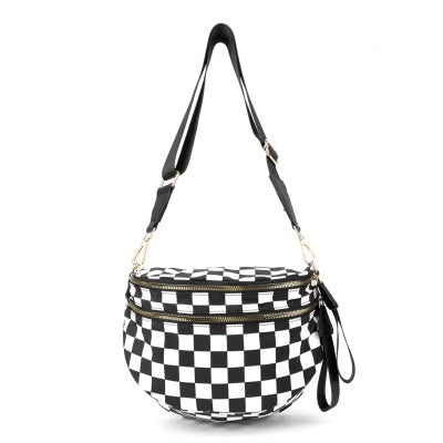 Running Errands Bum Bag, Black/Black Checkered