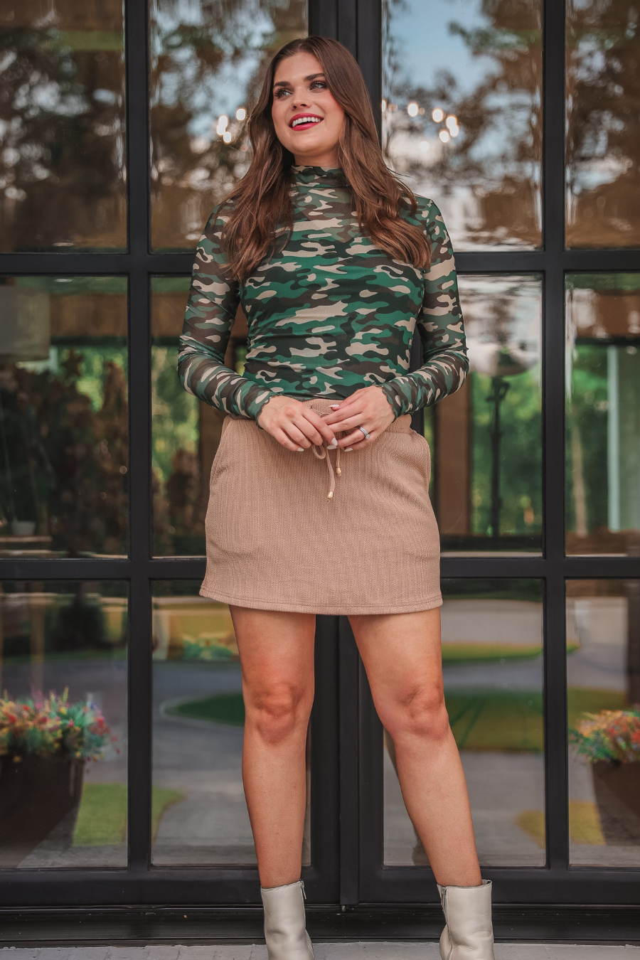PREORDER- Keigan Mesh Top- Green Camo