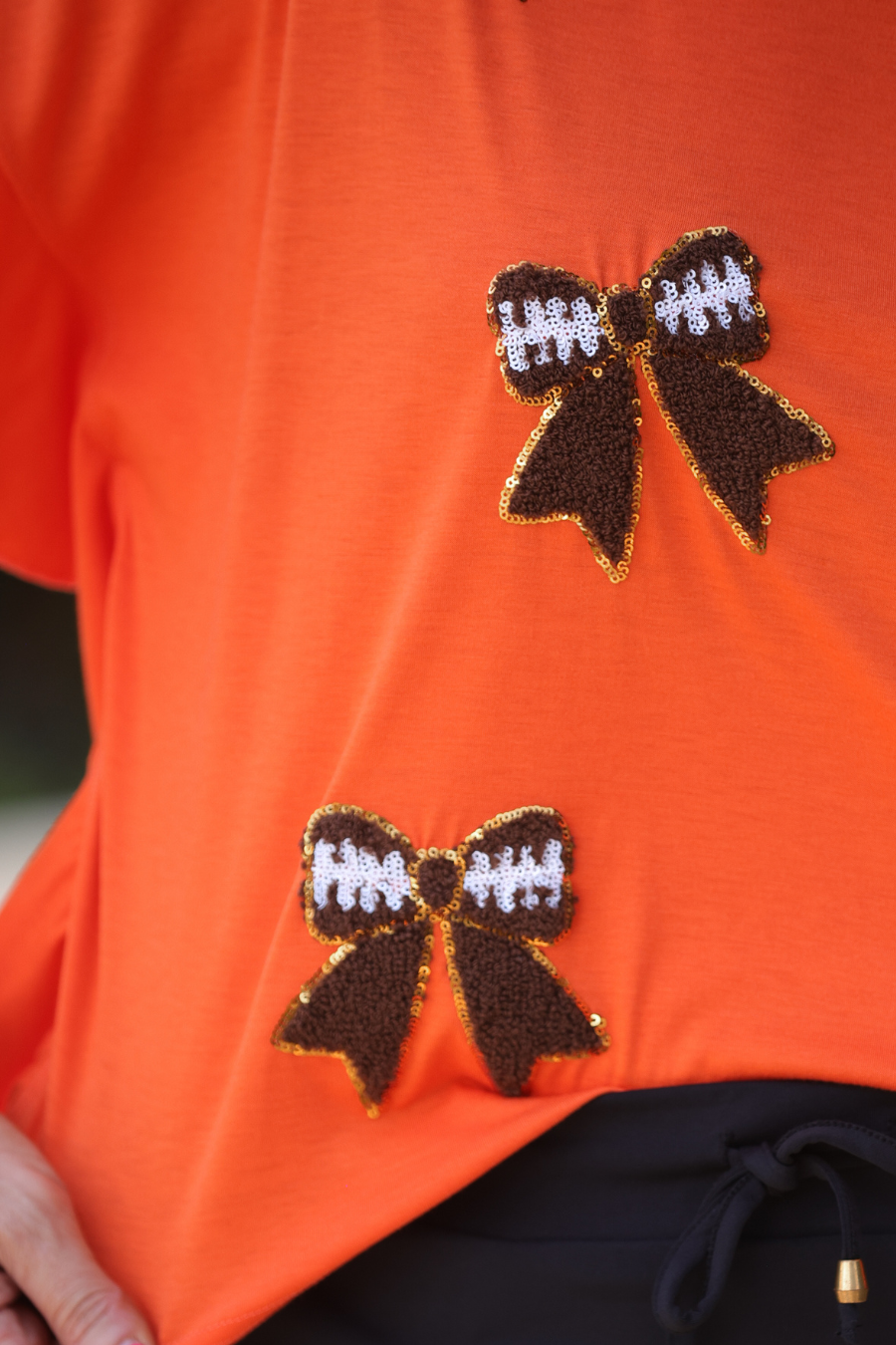 Sideline Sparkle Ruffle Top- Orange