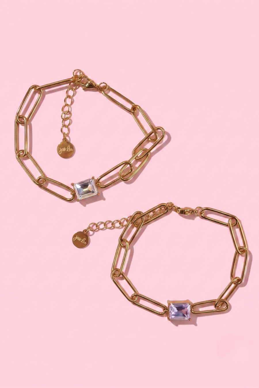 Paperclip Chain Bracelet- Gold/Pink