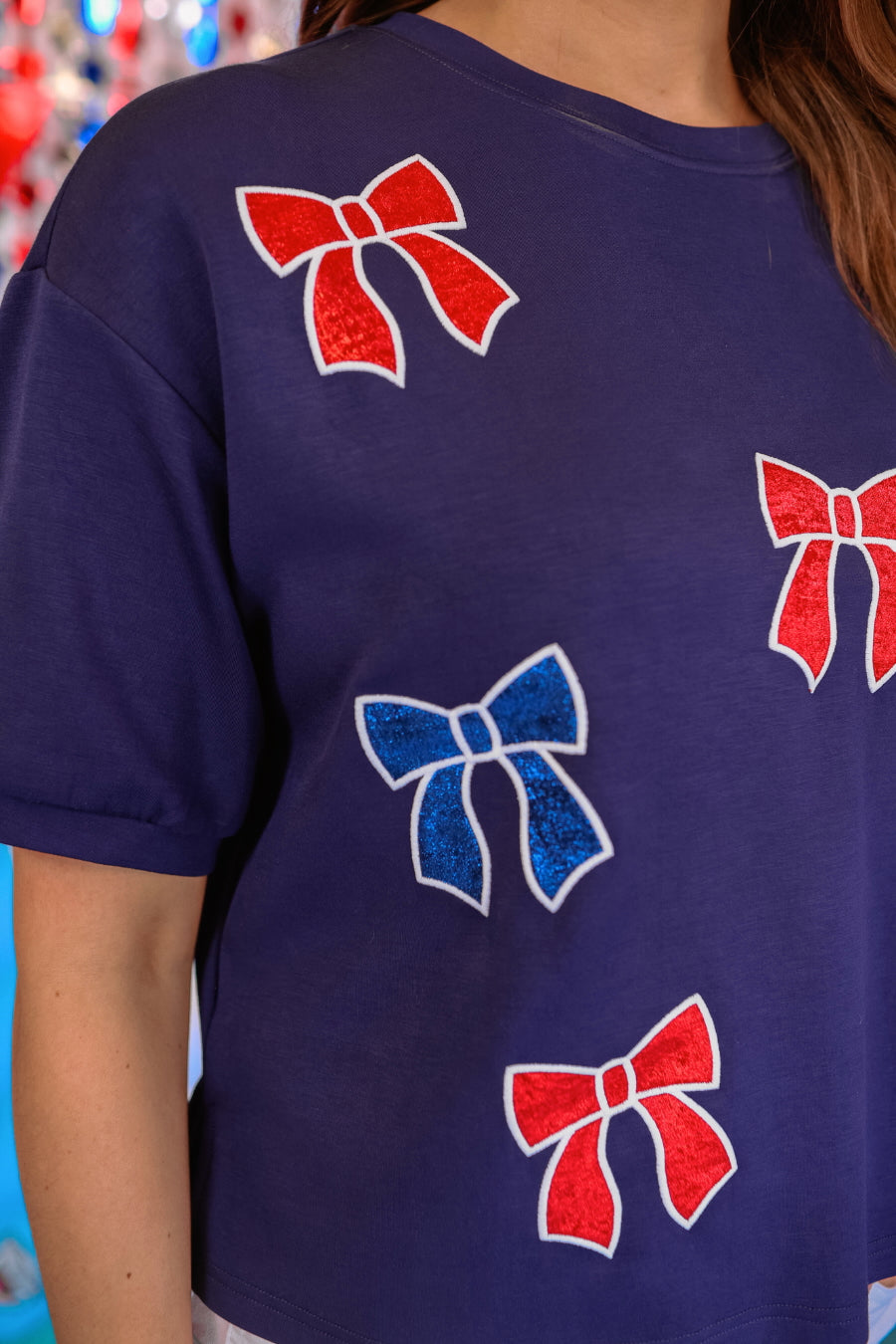 Red, White, And Bowtiful Luxe Top