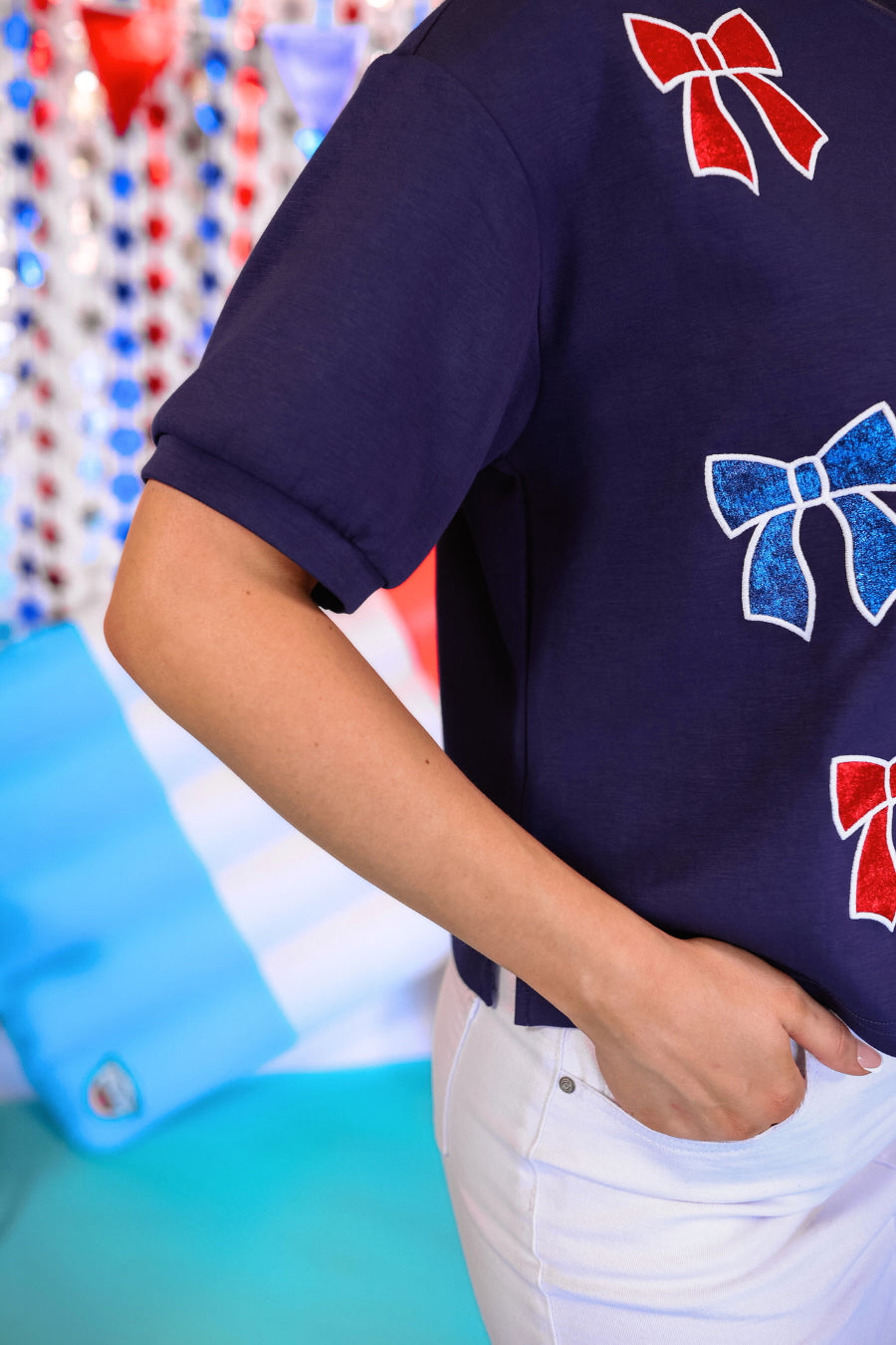 Red, White, And Bowtiful Luxe Top