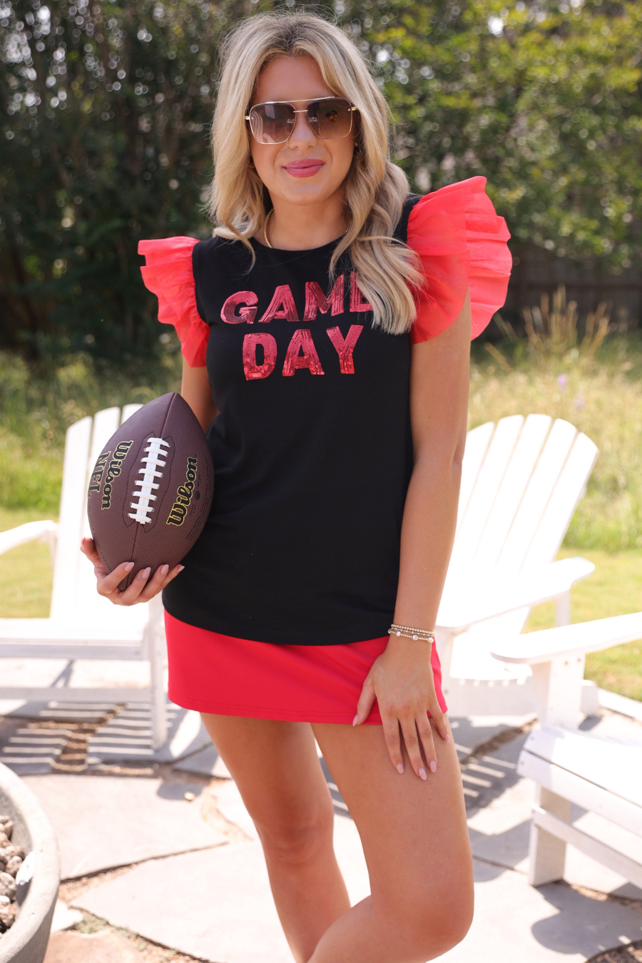 It's Game Day Sequin Patch Top