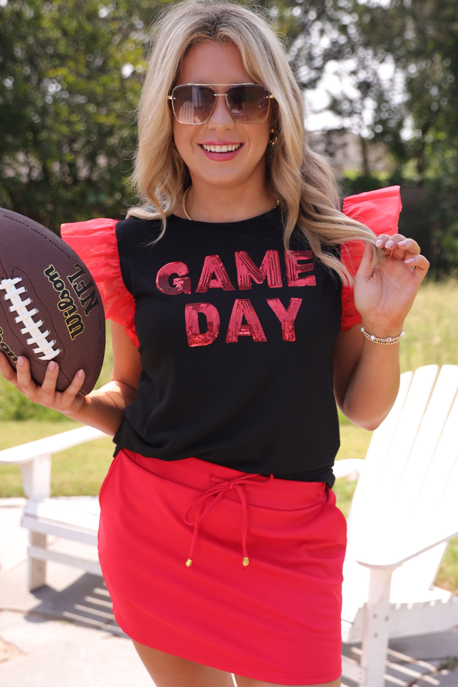 It's Game Day Sequin Patch Top