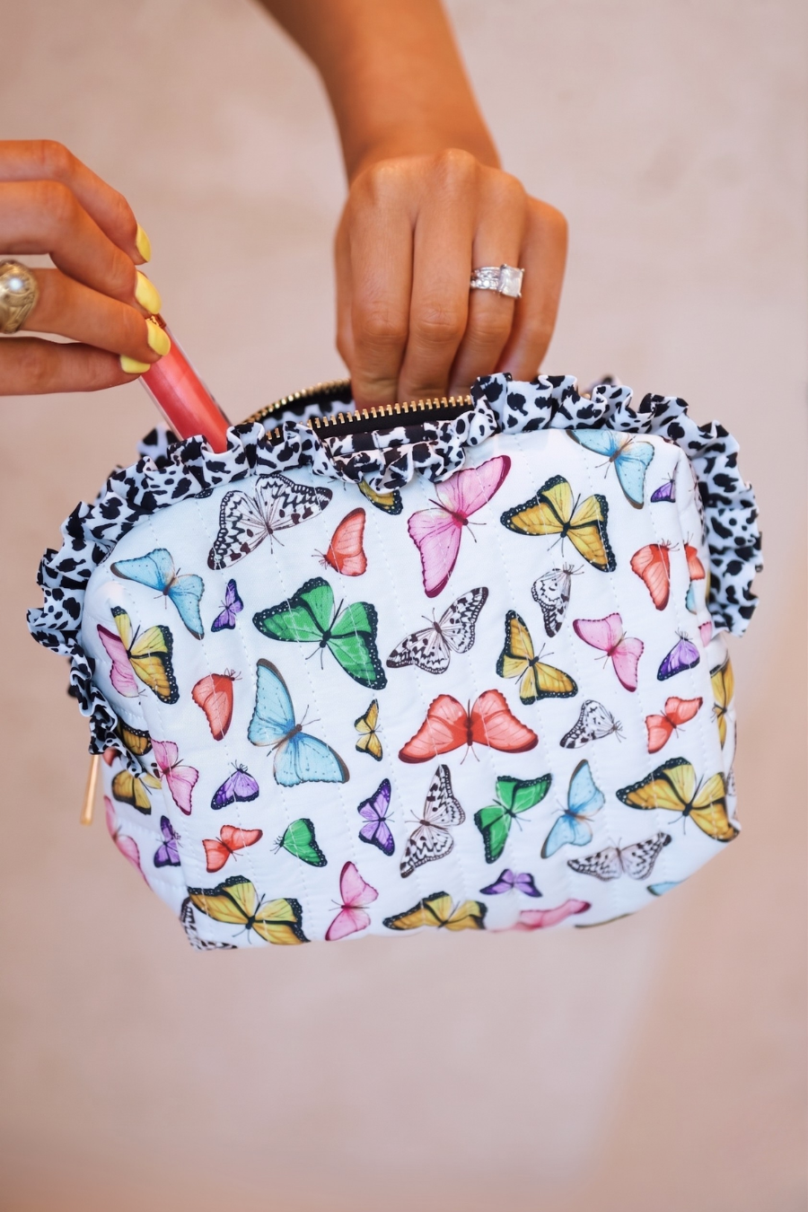 PREORDER- Butterfly Bliss Quilted Ruffle Bag
