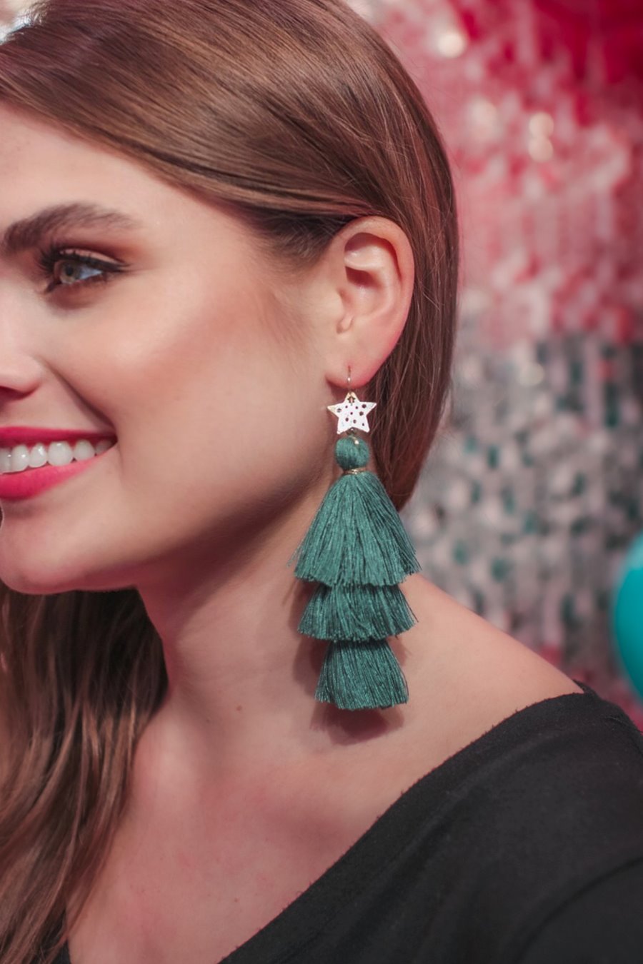 Winter Forest Tassel Earrings