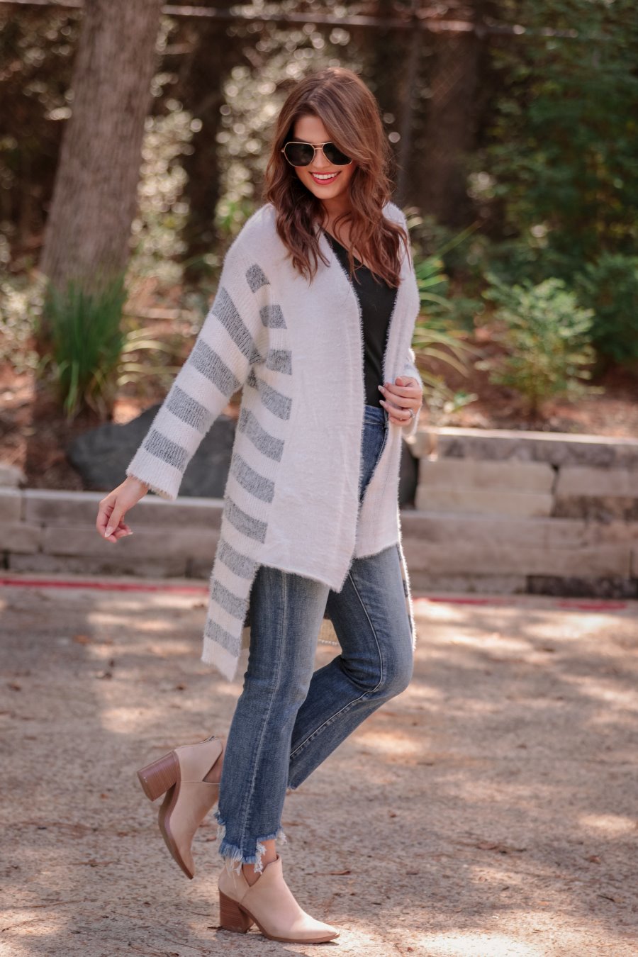 Mckenna Striped Drape Cardigan