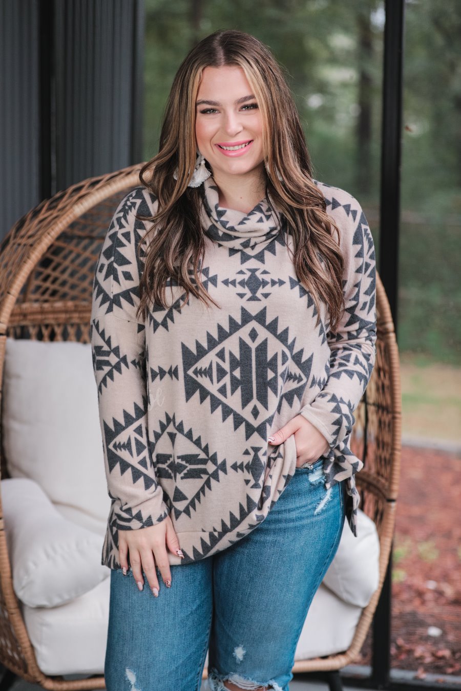 Tyler Aztec Cowl Neck Top