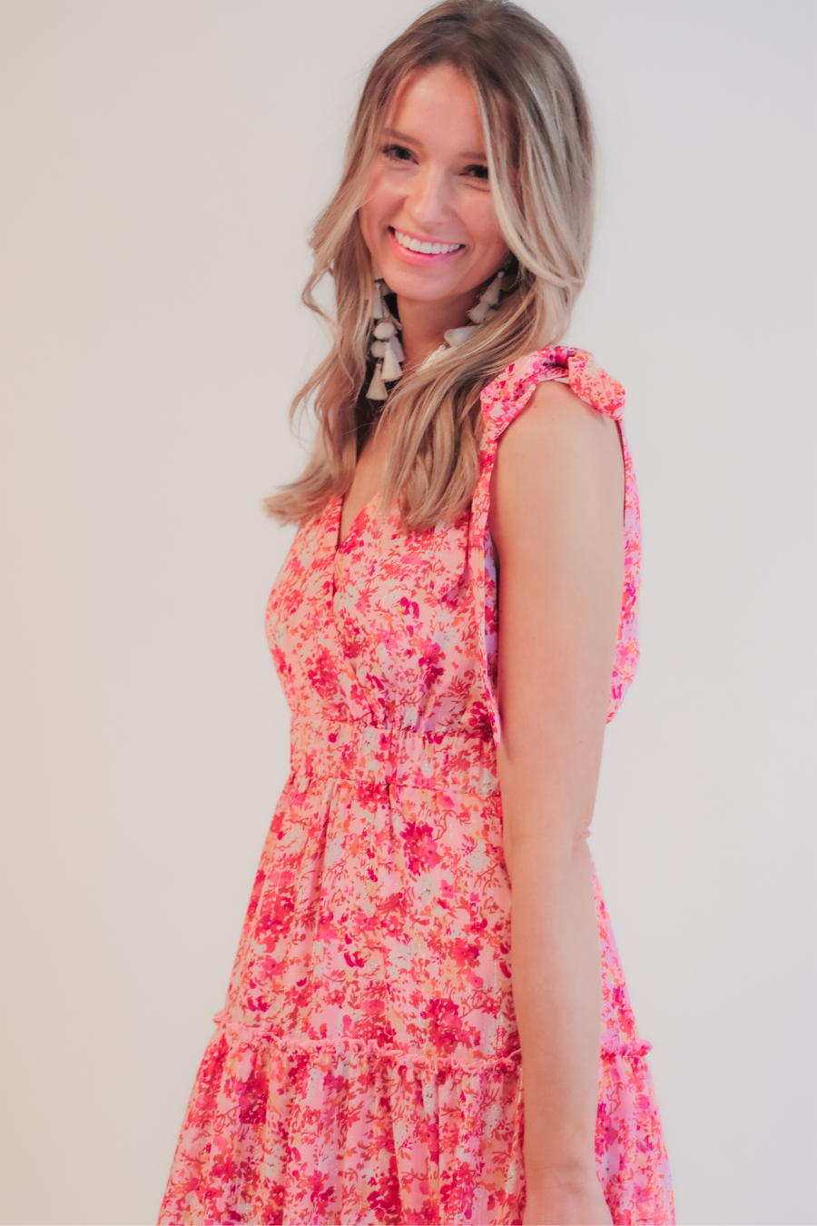 Sage Floral Ruffle Maxi Dress