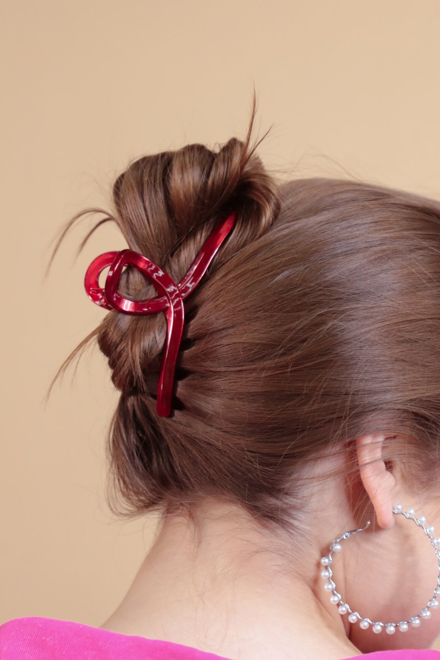 Ruth Red Metallic Claw Clip
