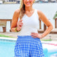 PREORDER- Sunny Strolls High Waisted Shorts- Blue Gingham