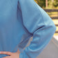 Kayla Luxe Hooded Quarter Zip Pullover- Light Blue
