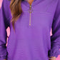 PREORDER- Levi Ribbed Quarter Zip Pullover- Purple