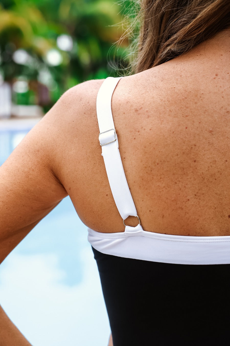 PREORDER-Hit The Pool Skirted Swimsuit- Black/White