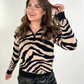 Zuri Zebra Quarter Zip Pullover