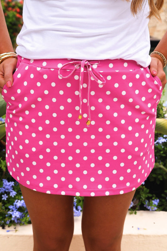 PREORDER- Pink Polka Dot Skort