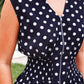 Annie Midi Zipper Dress- Navy Polka Dot