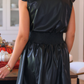 PREORDER- Downtown Leather Zipper Dress- Black