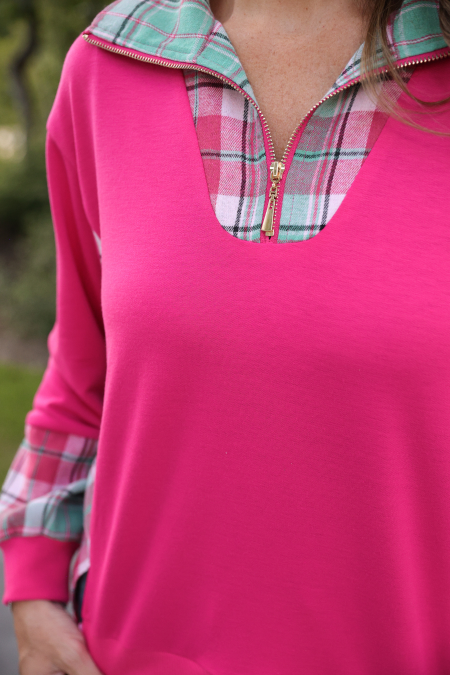 PREORDER- Juniper Plaid Pullover- Pink