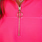 PREORDER- Levi Ribbed Quarter Zip Pullover- Neon Pink