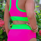 PREORDER- Bali Beach Two Piece Swimsuit- Pink/Neon Green