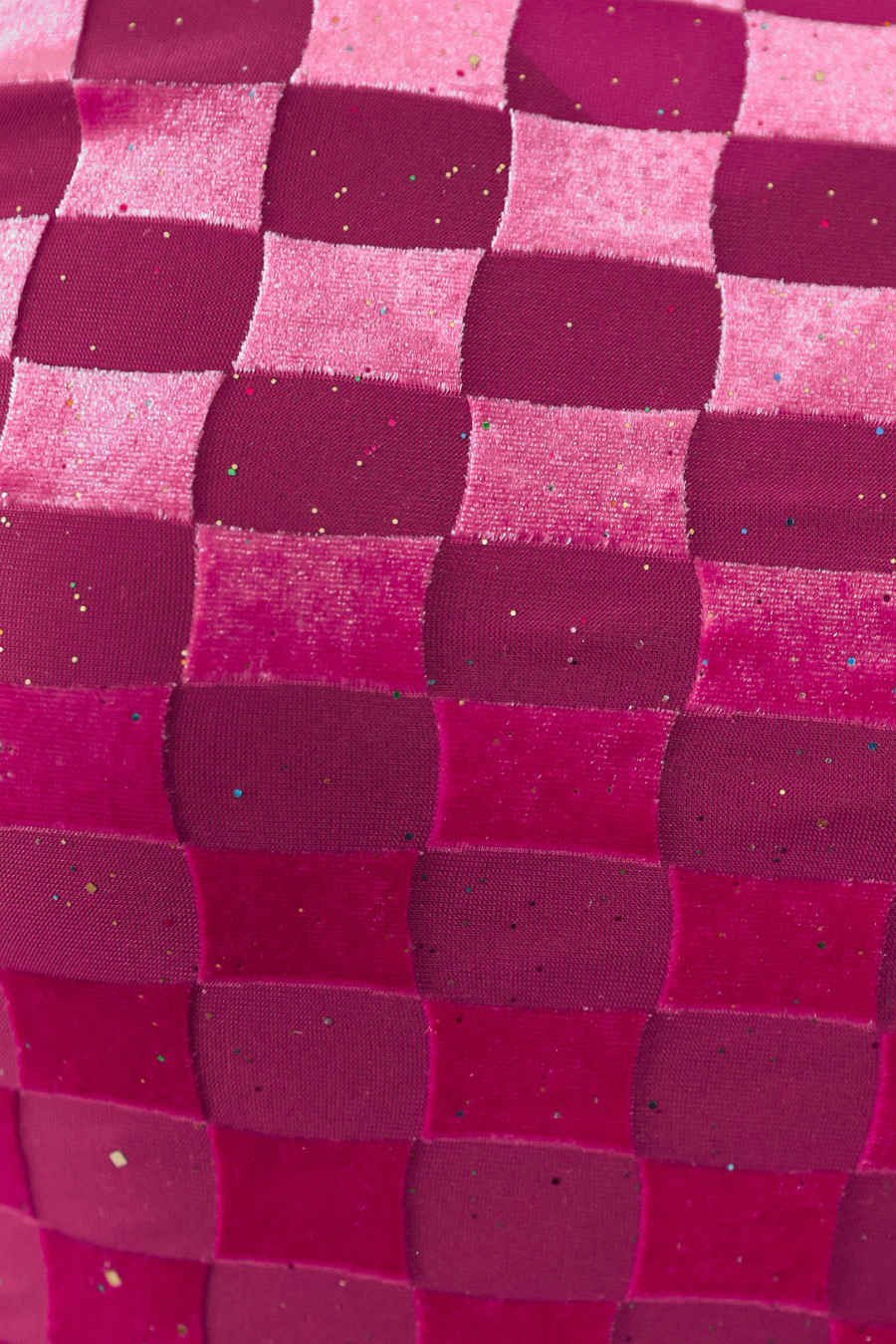 PREORDER- Times Square Velvet Mesh Top- Pink Checkered