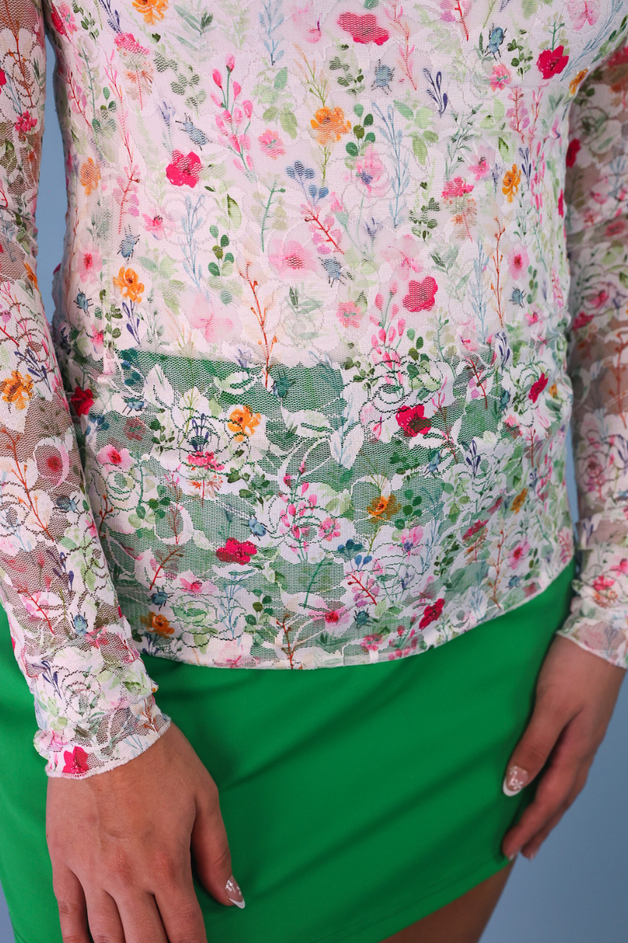 PREORDER- Kylie Lace Top- Spring Happy Blooms