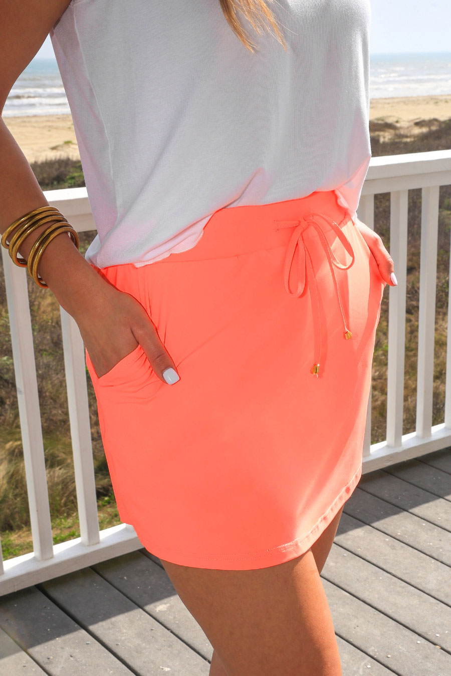 Solid Neon Coral Skort
