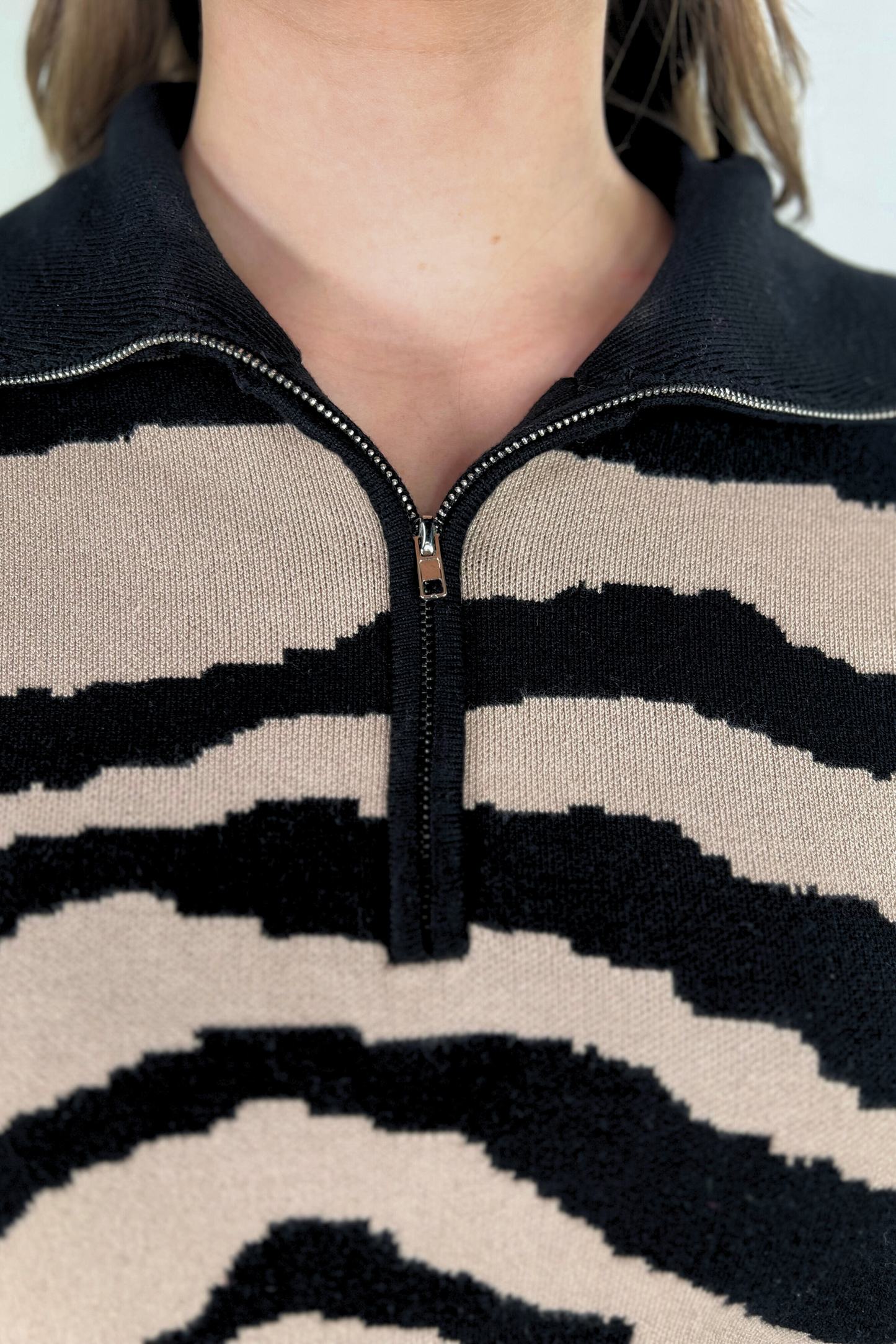 Zuri Zebra Quarter Zip Pullover