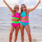 PREORDER- Bali Beach Two Piece Swimsuit- Blue/Pink